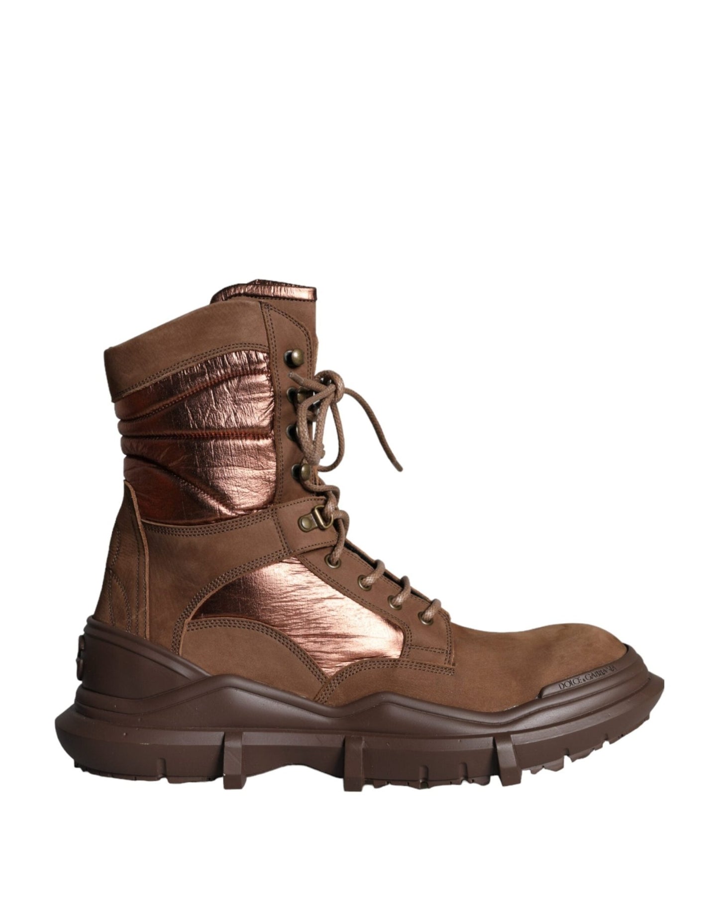 Dolce & Gabbana Brown Suede Leather Military Combat Men Boots Shoes - SMARTMARTNZ