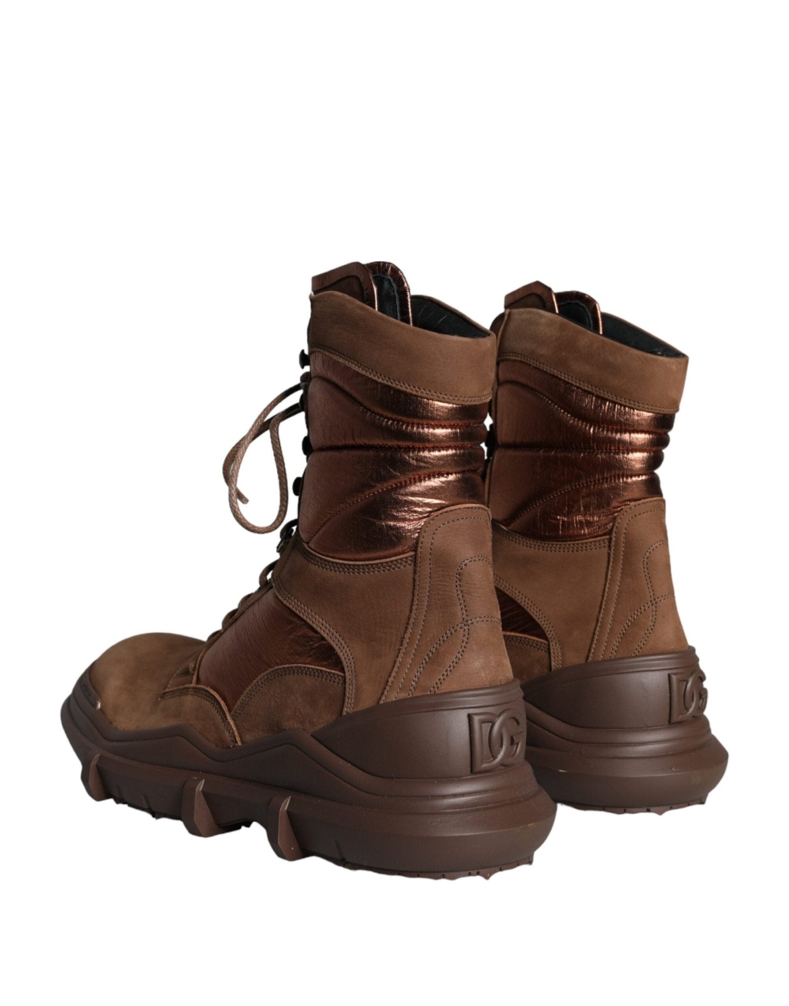 Dolce & Gabbana Brown Suede Leather Military Combat Men Boots Shoes - SMARTMARTNZ