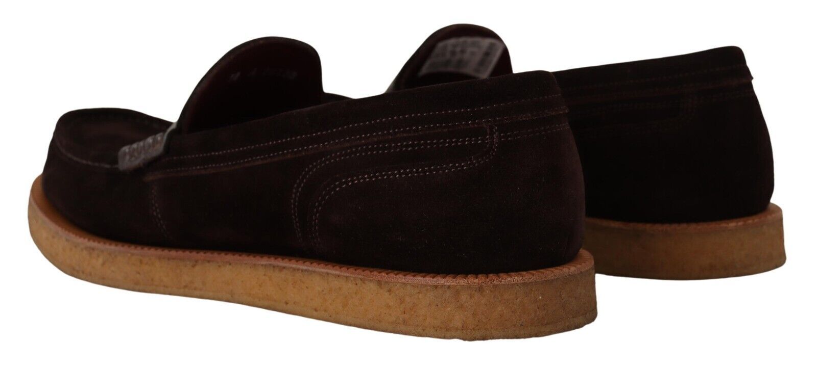 Dolce & Gabbana Brown Suede Leather Slip On Flats Moccasin Shoes - SMARTMARTNZ
