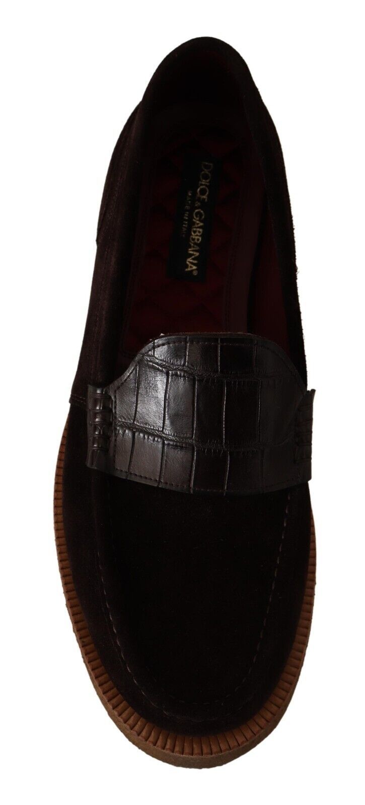 Dolce & Gabbana Brown Suede Leather Slip On Flats Moccasin Shoes - SMARTMARTNZ