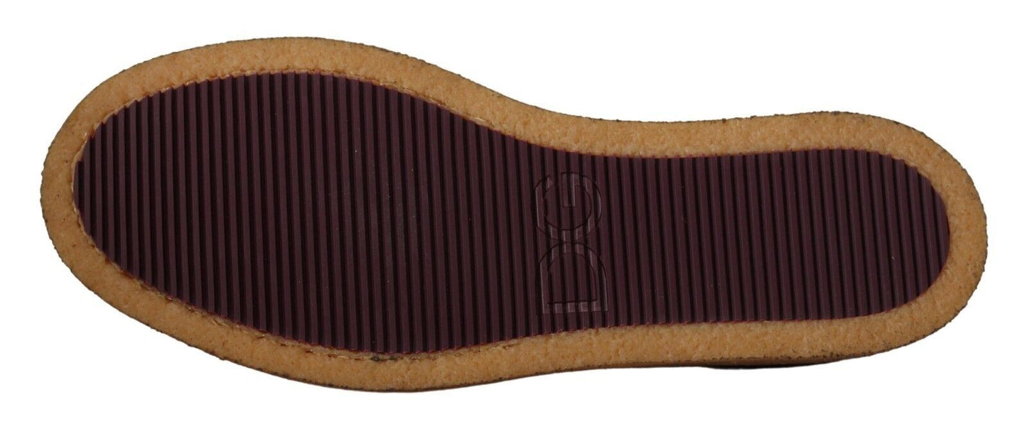 Dolce & Gabbana Brown Suede Leather Slip On Flats Moccasin Shoes - SMARTMARTNZ