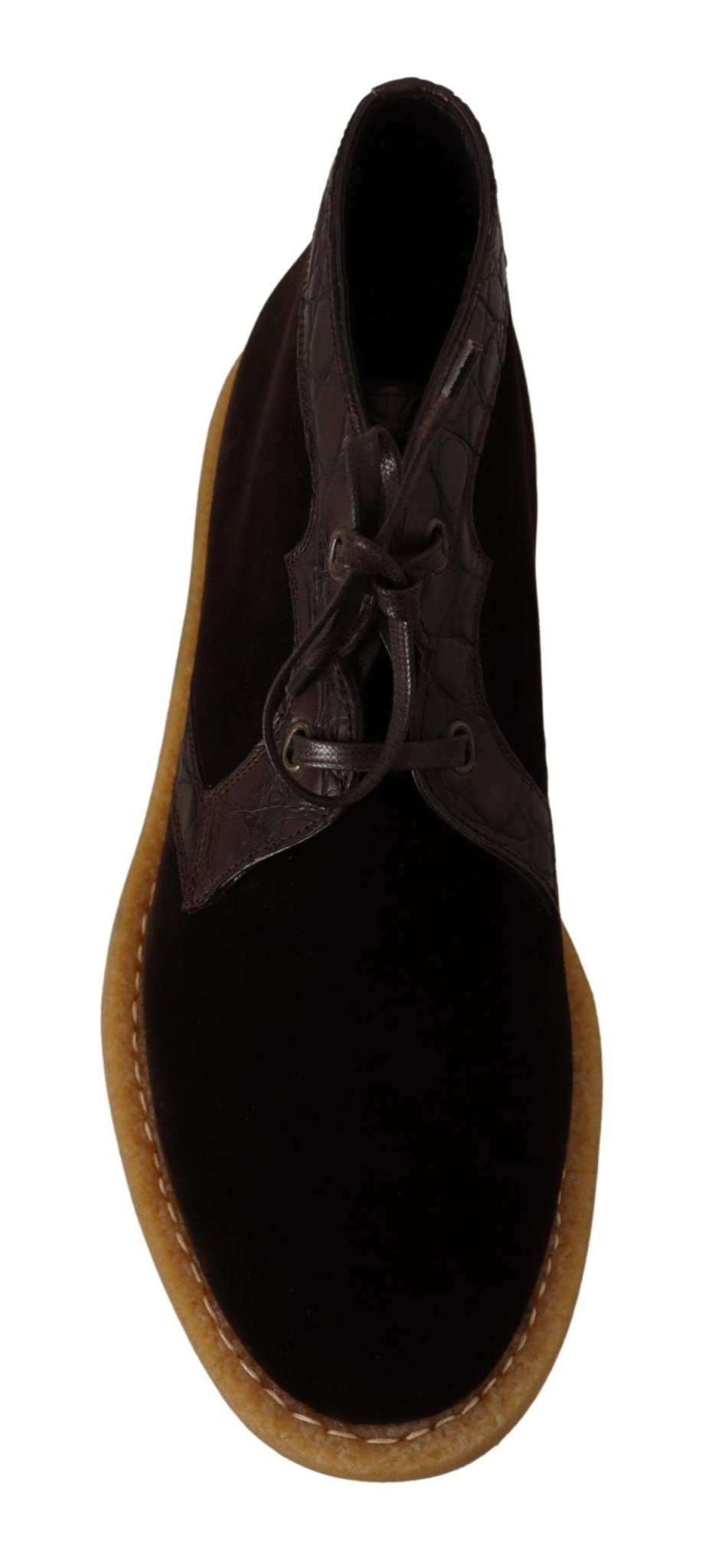 Dolce & Gabbana Brown Velvet Exotic Leather Boots - SMARTMARTNZ