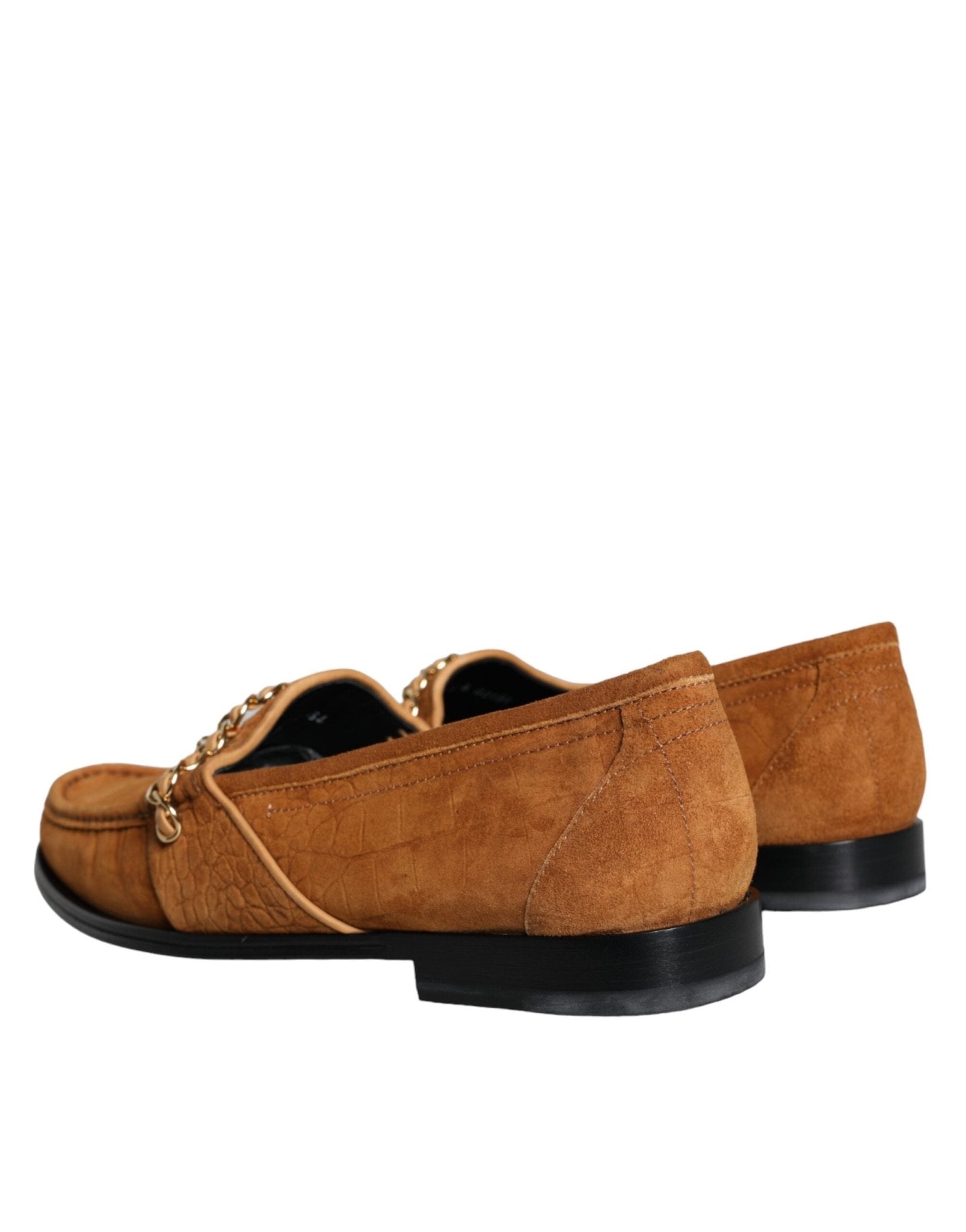 Dolce & Gabbana Brown Velvet Leather Logo Mocassin Slip On Shoes - SMARTMARTNZ