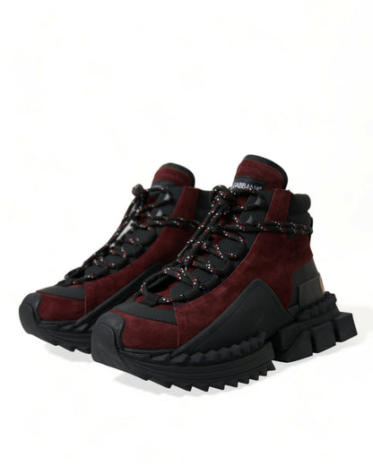 Dolce & Gabbana Burgundy Super King High Top Men Sneakers Shoes - SMARTMARTNZ