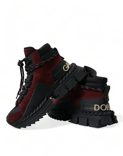 Dolce & Gabbana Burgundy Super King High Top Men Sneakers Shoes - SMARTMARTNZ