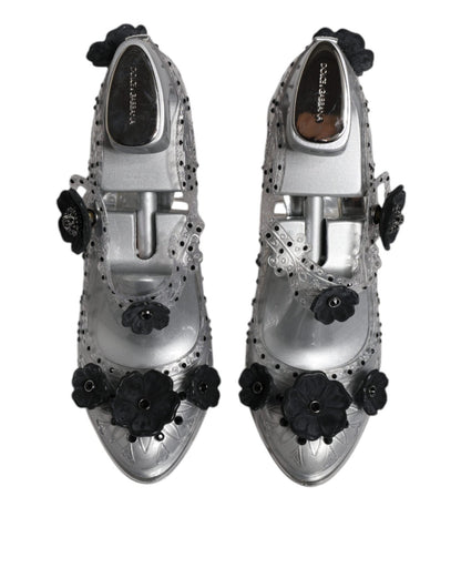 Dolce & Gabbana Clear Floral Crystal CINDERELLA Heels Shoes - SMARTMARTNZ