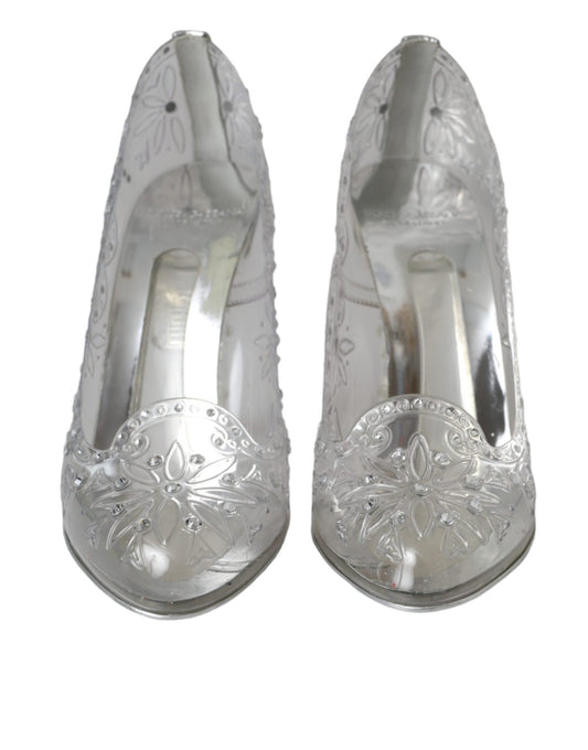 Dolce & Gabbana Clear Floral Crystal Heels CINDERELLA Shoes - SMARTMARTNZ