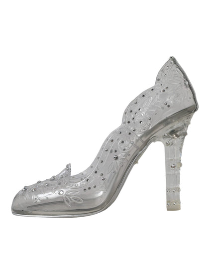Dolce & Gabbana Clear Floral Crystal Heels CINDERELLA Shoes - SMARTMARTNZ