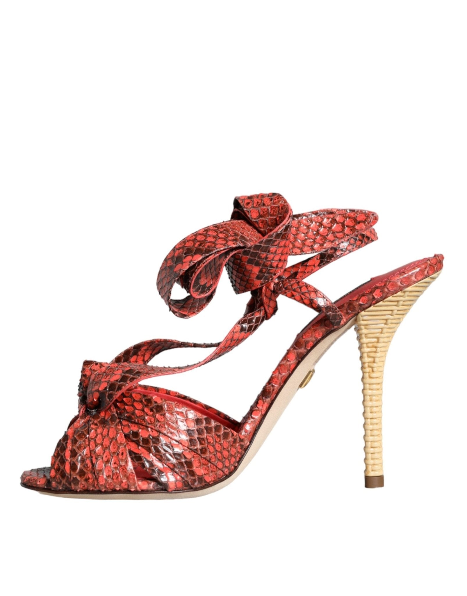 Dolce & Gabbana Coral Exotic Leather Heels Sandals Shoes - SMARTMARTNZ