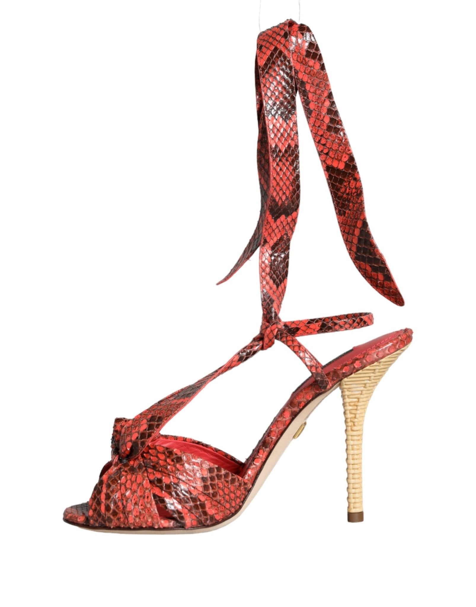 Dolce & Gabbana Coral Exotic Leather Heels Sandals Shoes - SMARTMARTNZ