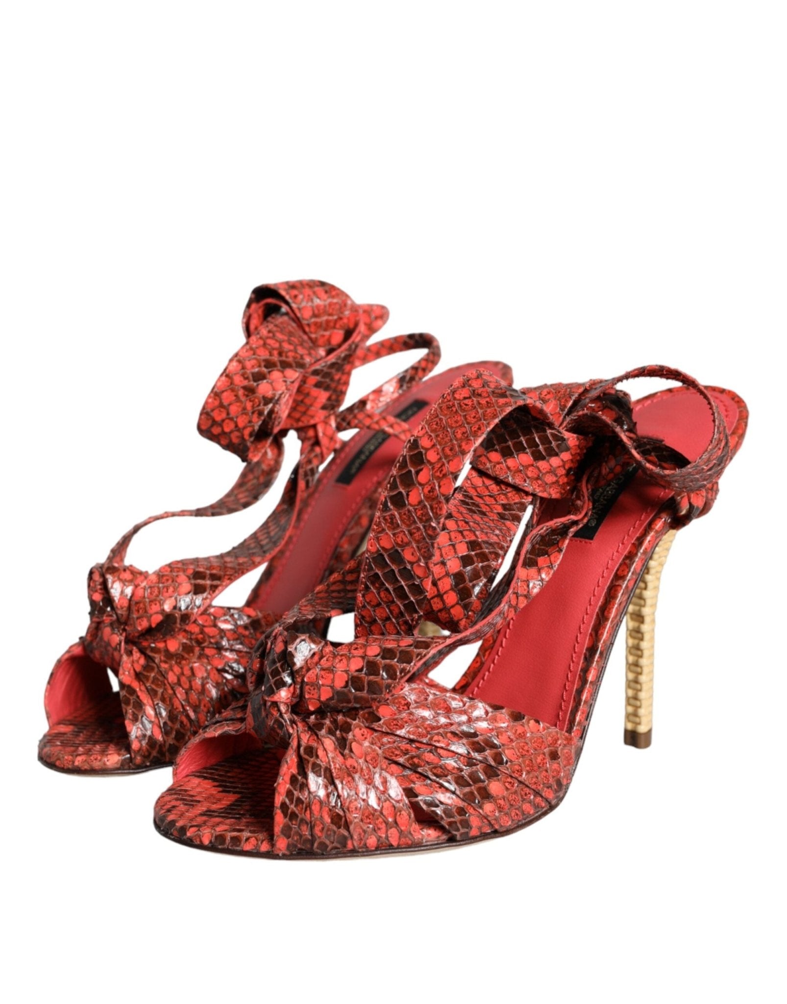 Dolce & Gabbana Coral Exotic Leather Heels Sandals Shoes - SMARTMARTNZ
