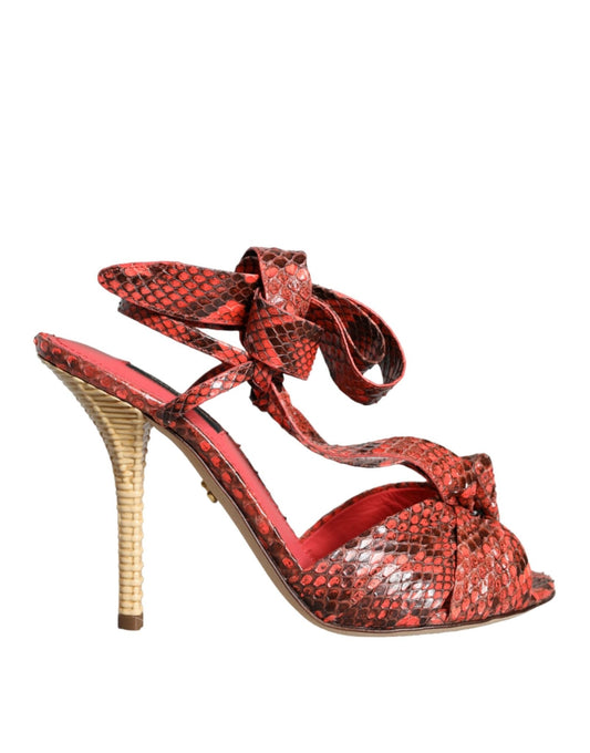 Dolce & Gabbana Coral Exotic Leather Heels Sandals Shoes - SMARTMARTNZ