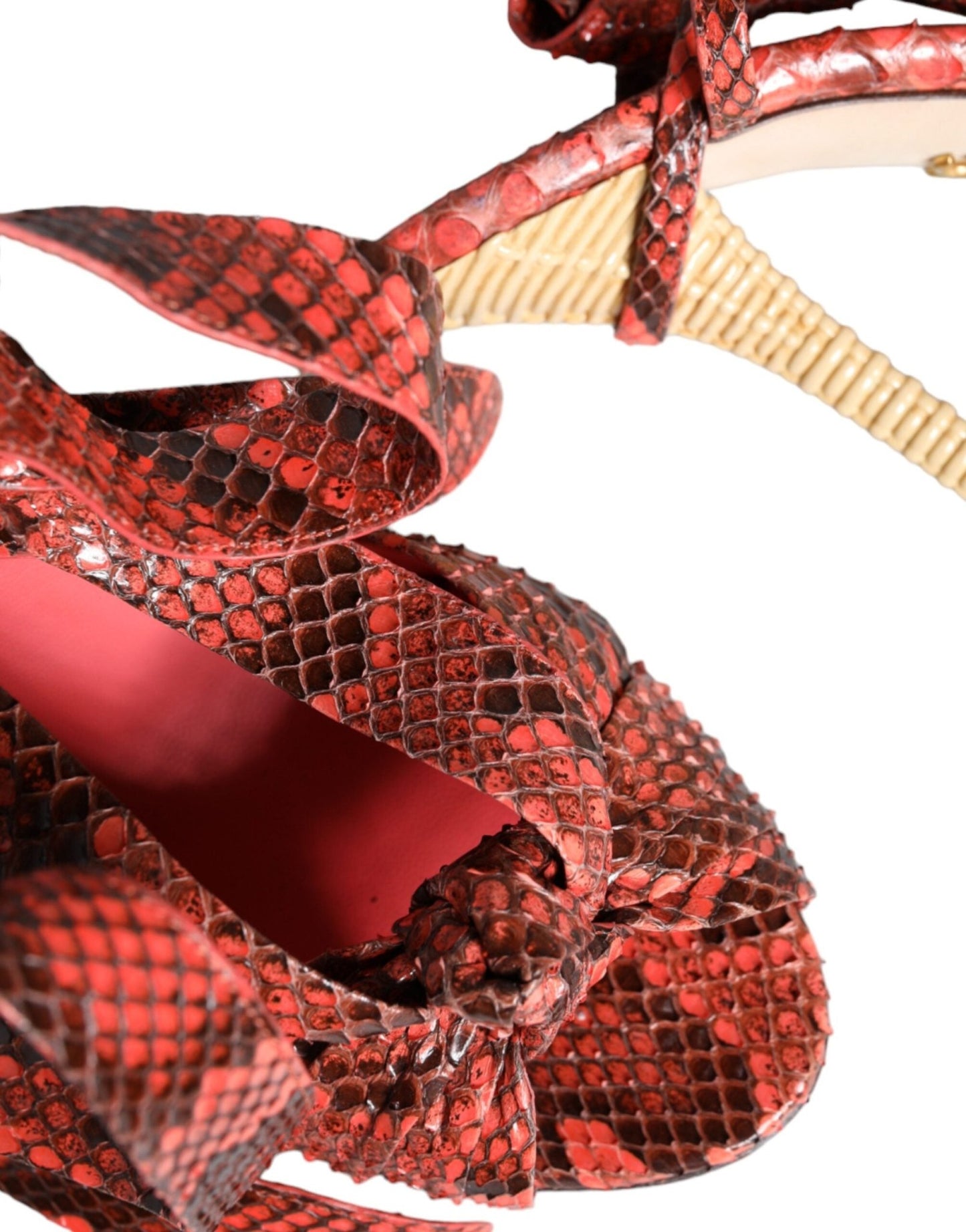 Dolce & Gabbana Coral Exotic Leather Heels Sandals Shoes - SMARTMARTNZ
