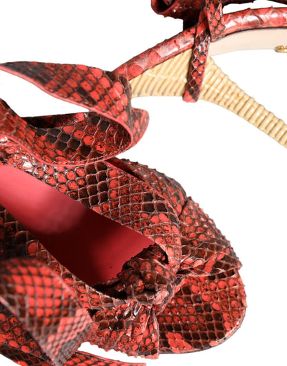 Dolce & Gabbana Coral Exotic Leather Heels Sandals Shoes - SMARTMARTNZ