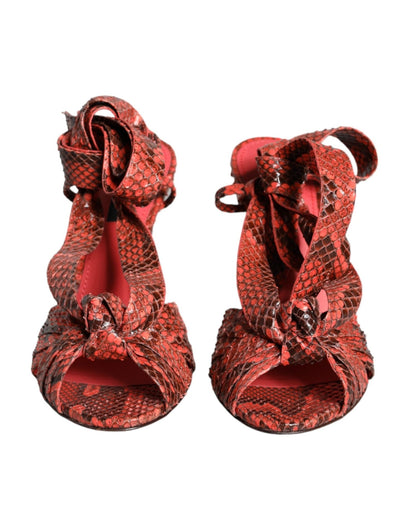 Dolce & Gabbana Coral Exotic Leather Heels Sandals Shoes - SMARTMARTNZ