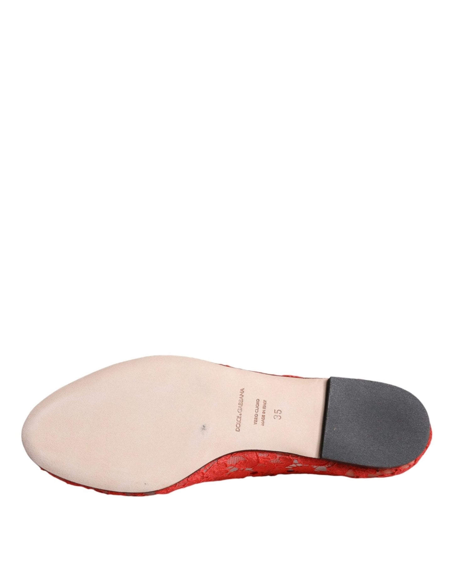 Dolce & Gabbana Coral Lace Crystal Ballet Flats Loafers Shoes - SMARTMARTNZ