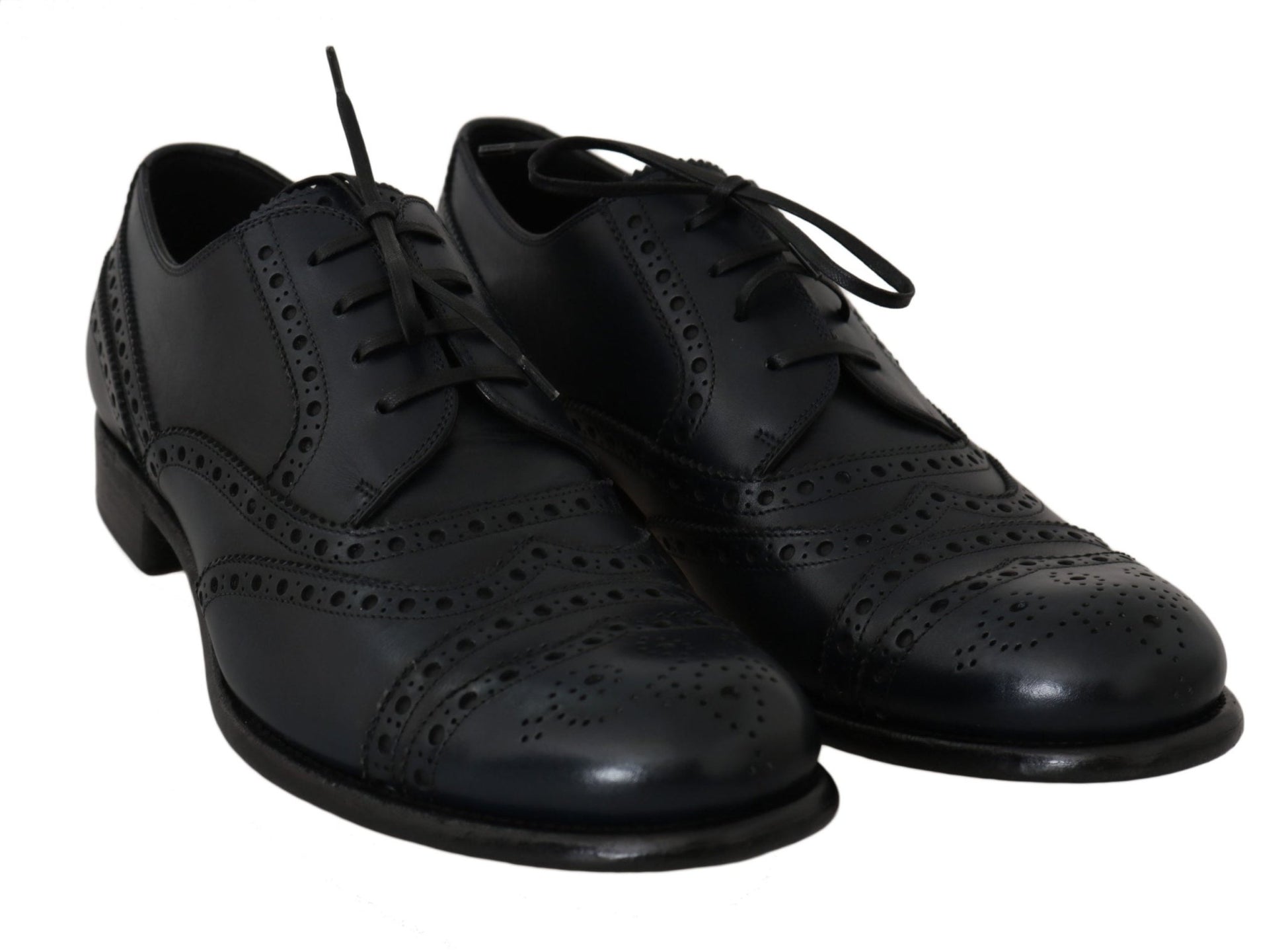 Dolce & Gabbana Dark Blue Leather Wingtip Oxford Dress Shoes - SMARTMARTNZ