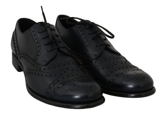 Dolce & Gabbana Dark Blue Leather Wingtip Oxford Dress Shoes - SMARTMARTNZ