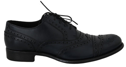 Dolce & Gabbana Dark Blue Leather Wingtip Oxford Dress Shoes - SMARTMARTNZ