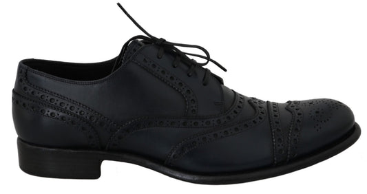 Dolce & Gabbana Dark Blue Leather Wingtip Oxford Dress Shoes - SMARTMARTNZ