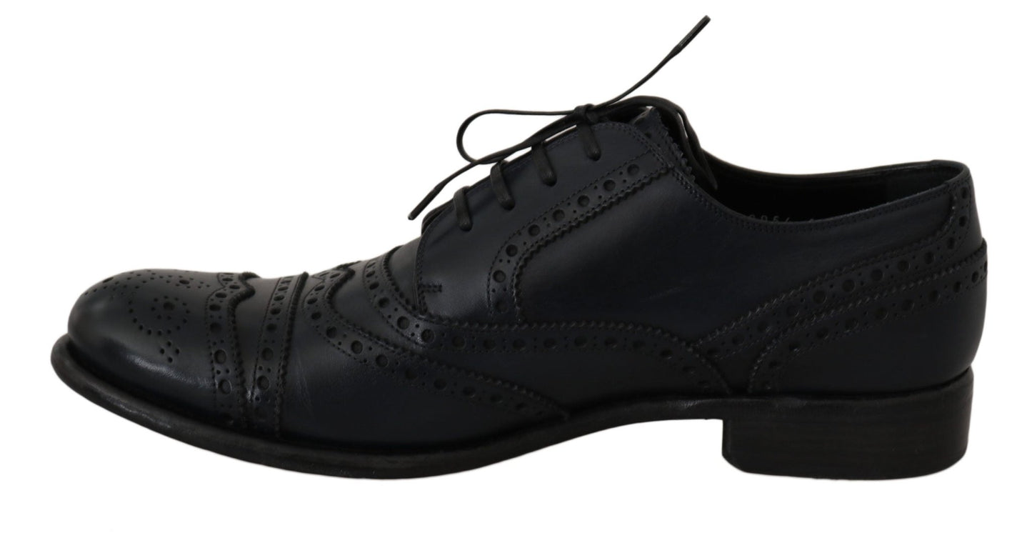 Dolce & Gabbana Dark Blue Leather Wingtip Oxford Dress Shoes - SMARTMARTNZ