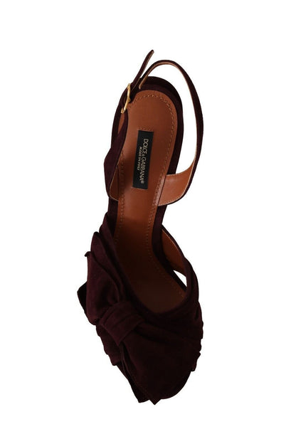 Dolce & Gabbana Dark Purple Suede Ankle Strap Sandals Shoes - SMARTMARTNZ