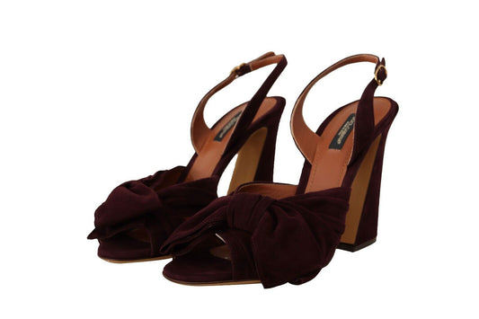 Dolce & Gabbana Dark Purple Suede Ankle Strap Sandals Shoes - SMARTMARTNZ