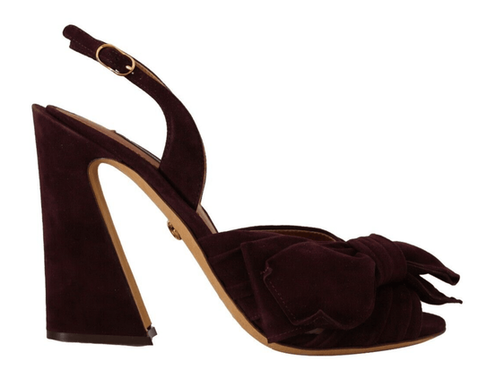 Dolce & Gabbana Dark Purple Suede Ankle Strap Sandals Shoes - SMARTMARTNZ