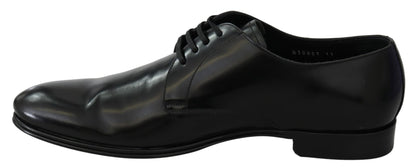 Dolce & Gabbana Derby Napoli Black Leather Dress Formal Shoes - SMARTMARTNZ