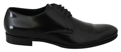 Dolce & Gabbana Derby Napoli Black Leather Dress Formal Shoes - SMARTMARTNZ