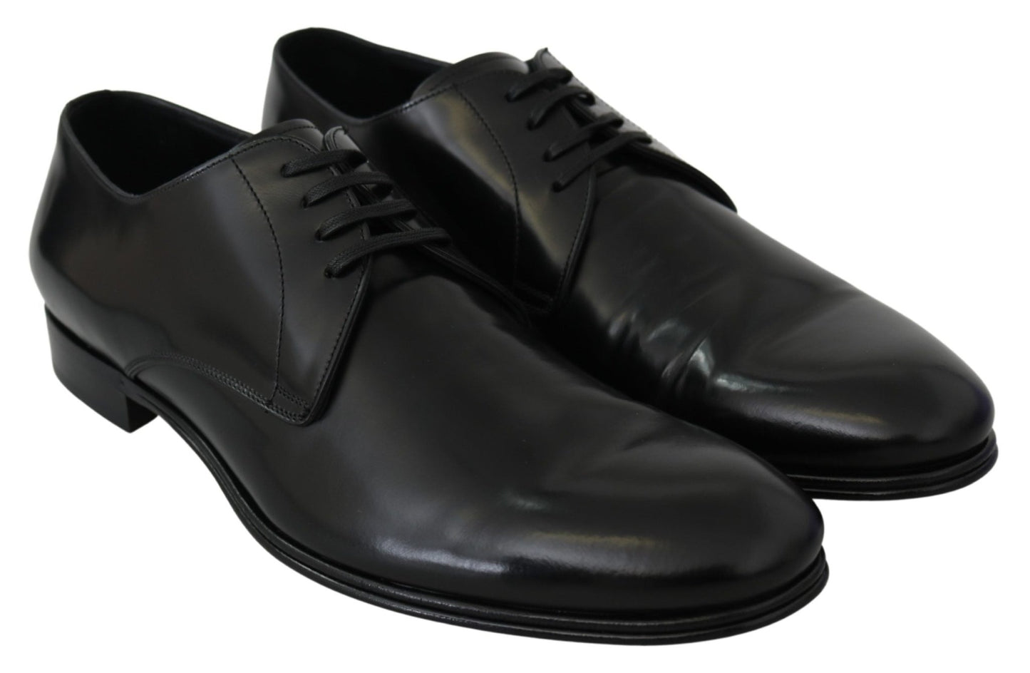 Dolce & Gabbana Derby Napoli Black Leather Dress Formal Shoes - SMARTMARTNZ