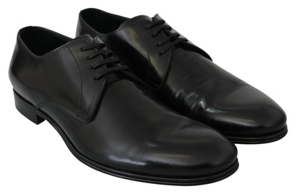 Dolce & Gabbana Derby Napoli Black Leather Dress Formal Shoes - SMARTMARTNZ