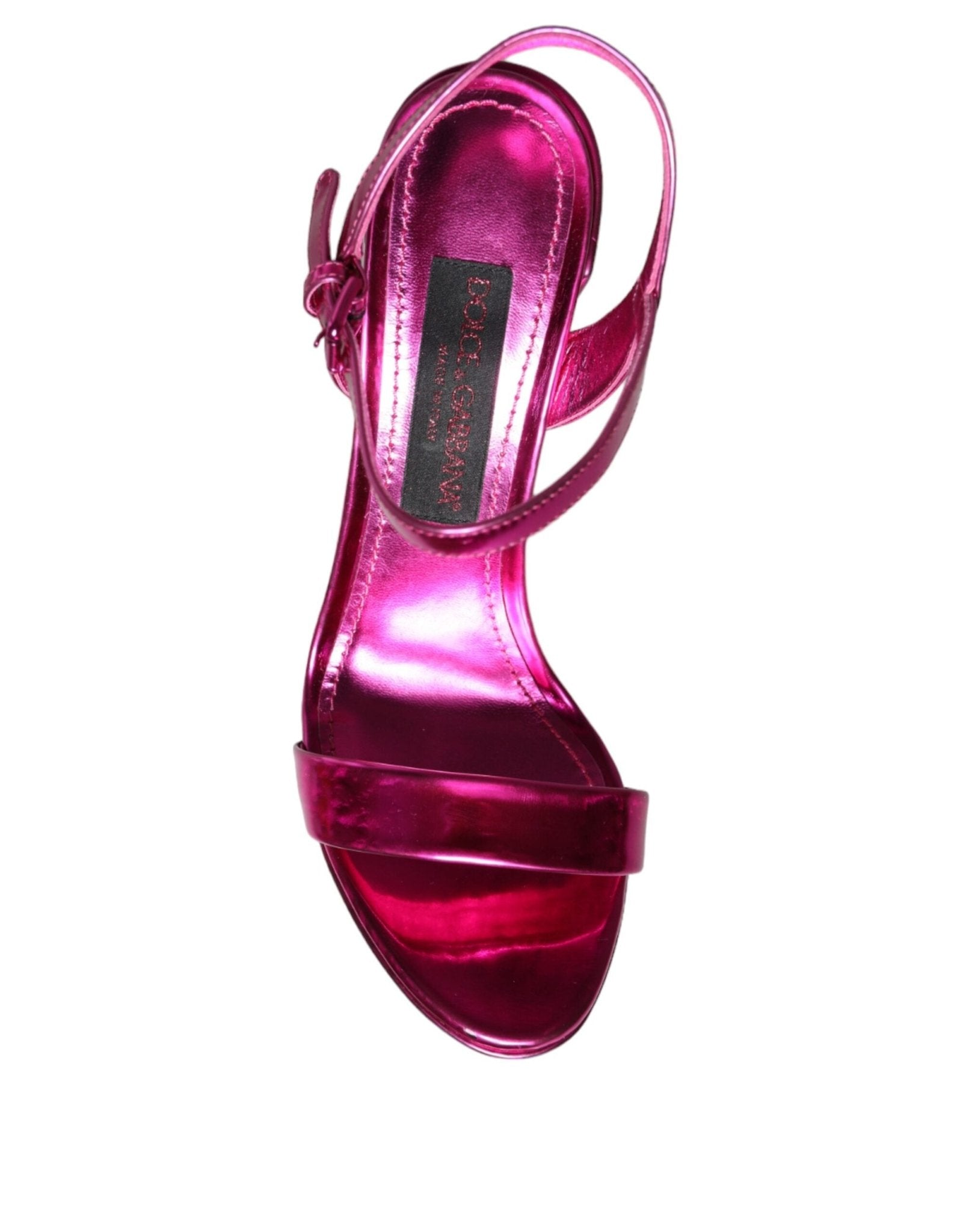 Dolce & Gabbana Fuchsia Leather Platform Logo Keira Sandals Shoes - SMARTMARTNZ
