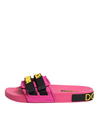 Dolce & Gabbana Fuchsia Neoprene Slides Flats Beachwear Shoes - SMARTMARTNZ