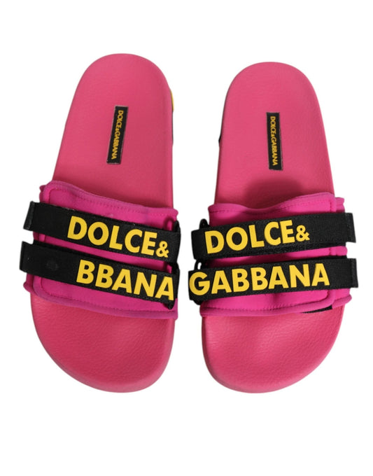 Dolce & Gabbana Fuchsia Neoprene Slides Flats Beachwear Shoes - SMARTMARTNZ