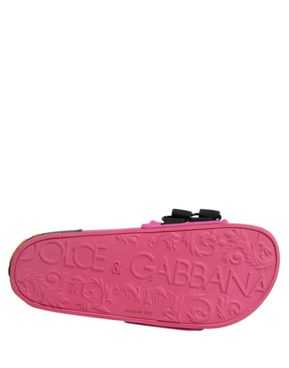 Dolce & Gabbana Fuchsia Neoprene Slides Flats Beachwear Shoes - SMARTMARTNZ