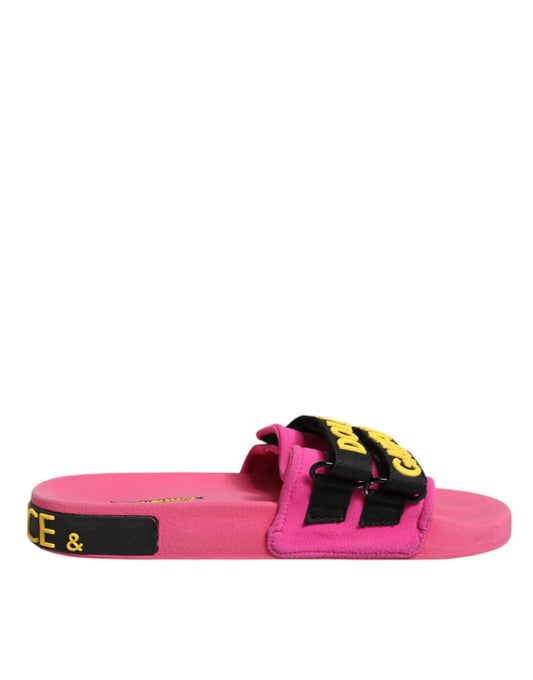 Dolce & Gabbana Fuchsia Neoprene Slides Flats Beachwear Shoes - SMARTMARTNZ