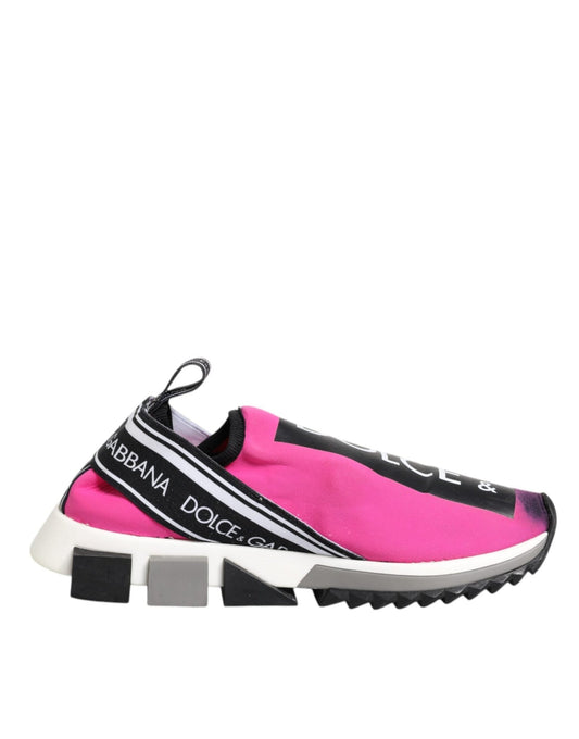 Dolce & Gabbana Fuchsia White Slip On Sorrento Sneakers Shoes - SMARTMARTNZ