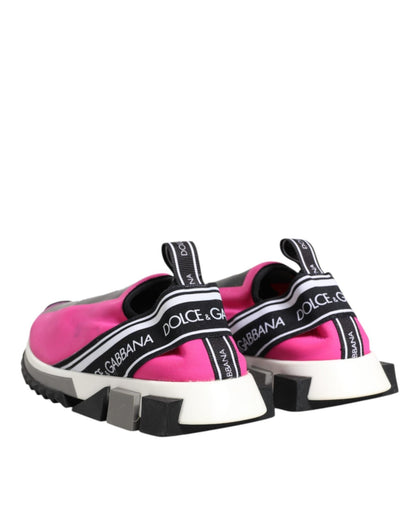 Dolce & Gabbana Fuchsia White Slip On Sorrento Sneakers Shoes - SMARTMARTNZ