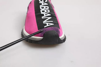 Dolce & Gabbana Fuchsia White Slip On Sorrento Sneakers Shoes - SMARTMARTNZ
