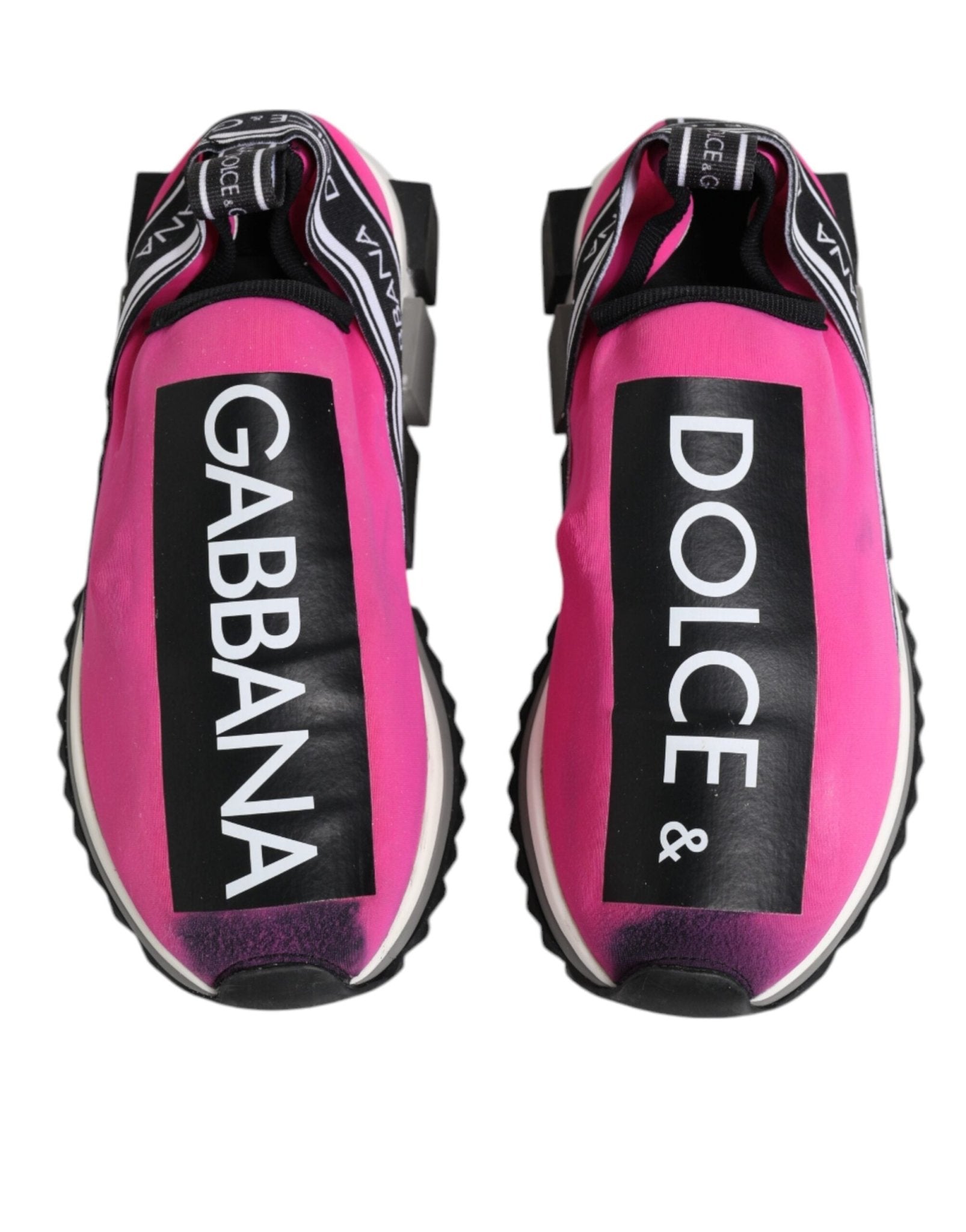 Dolce & Gabbana Fuchsia White Slip On Sorrento Sneakers Shoes - SMARTMARTNZ