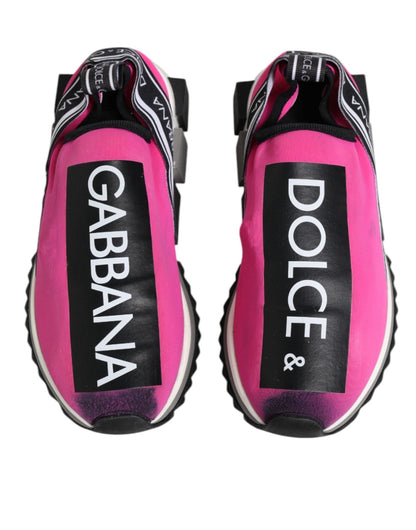 Dolce & Gabbana Fuchsia White Slip On Sorrento Sneakers Shoes - SMARTMARTNZ
