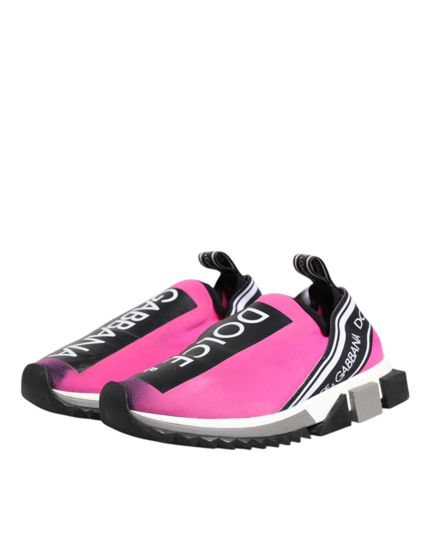 Dolce & Gabbana Fuchsia White Slip On Sorrento Sneakers Shoes - SMARTMARTNZ
