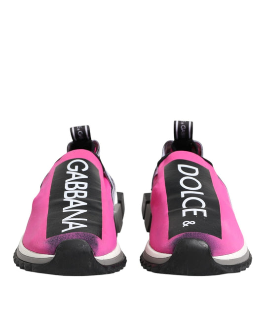 Dolce & Gabbana Fuchsia White Slip On Sorrento Sneakers Shoes - SMARTMARTNZ