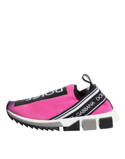 Dolce & Gabbana Fuchsia White Slip On Sorrento Sneakers Shoes - SMARTMARTNZ