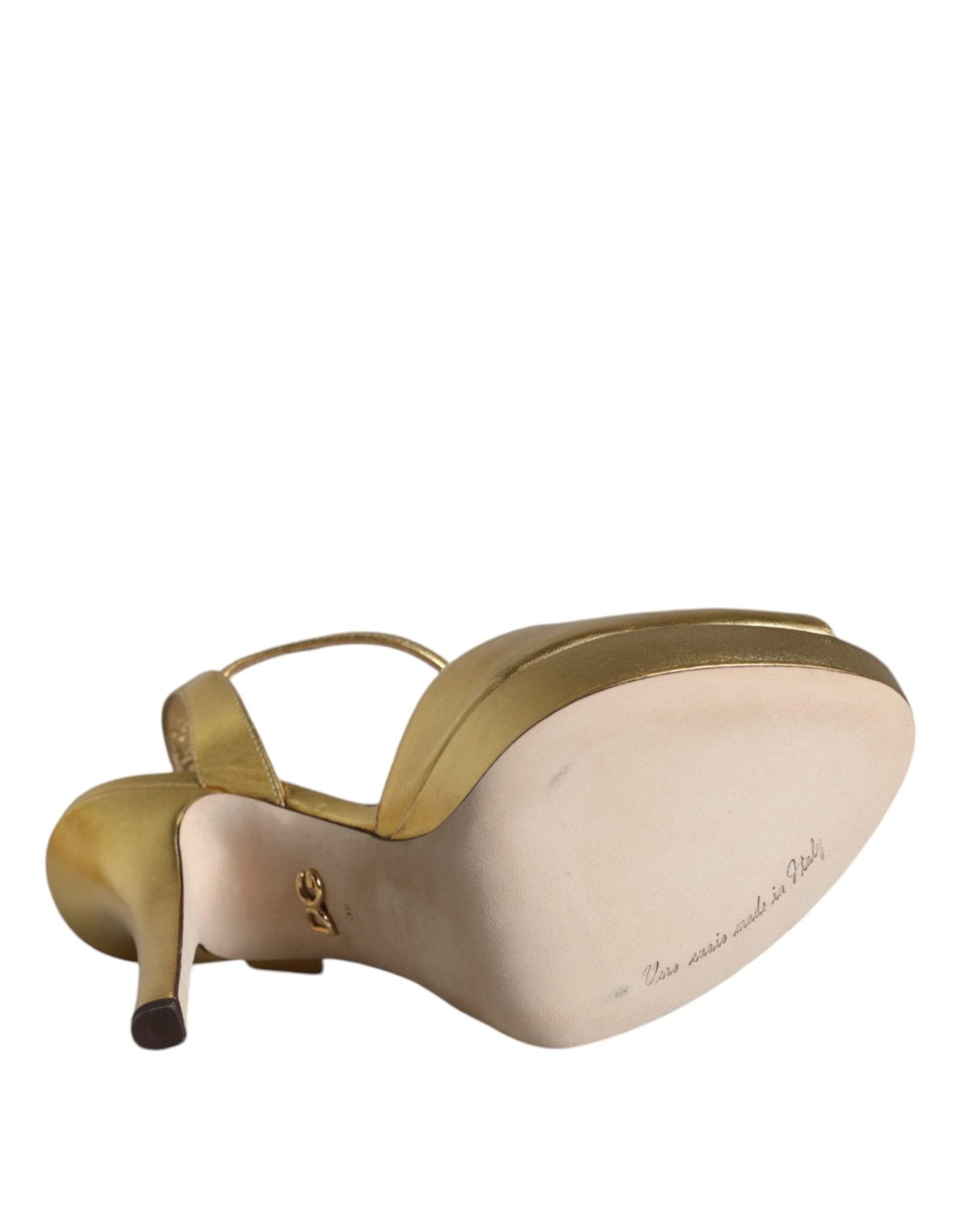 Dolce & Gabbana Gold Bette Leather Heels Sandals Shoes - SMARTMARTNZ