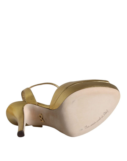 Dolce & Gabbana Gold Bette Leather Heels Sandals Shoes - SMARTMARTNZ
