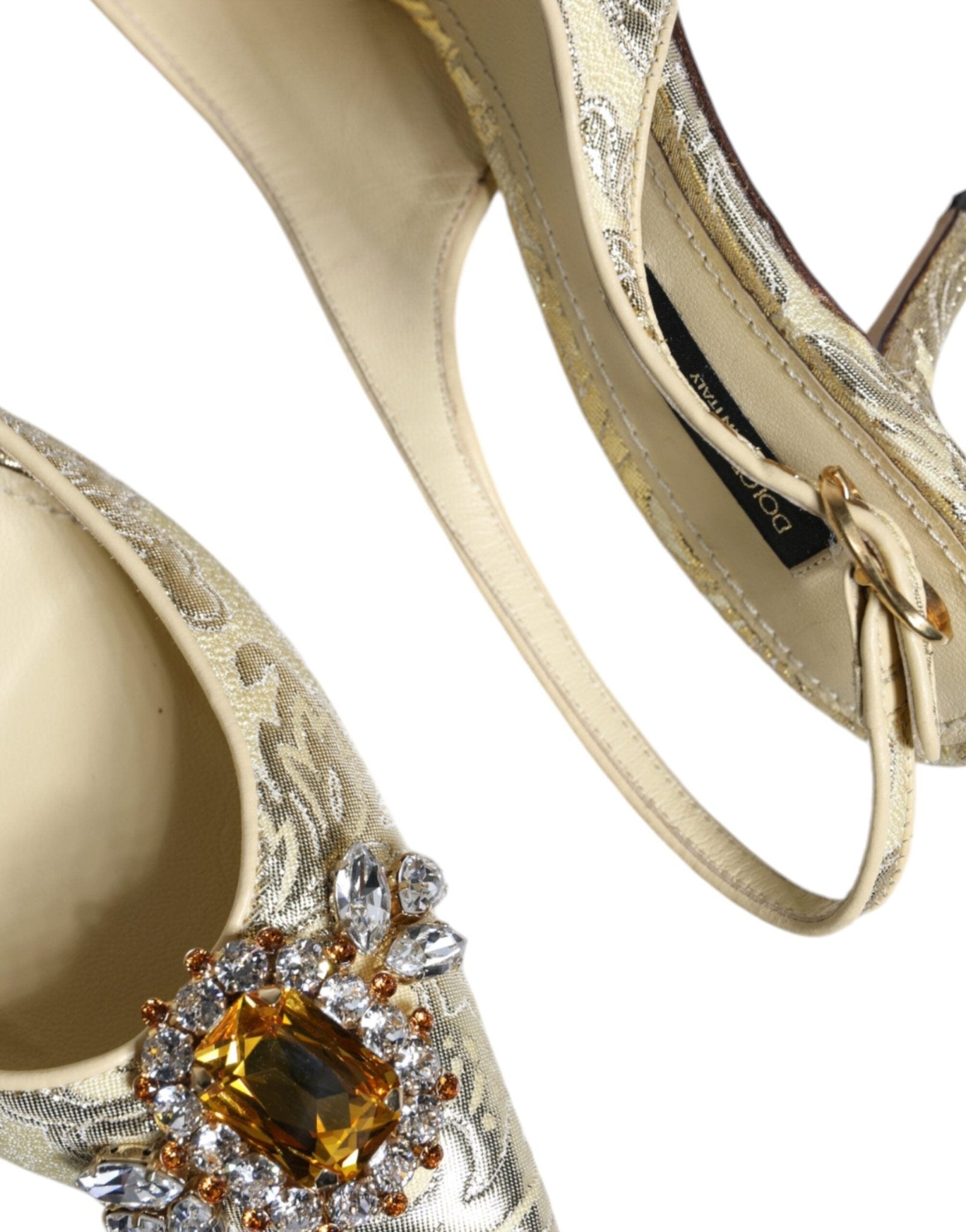 Dolce & Gabbana Gold Crystal Pumps Heels Slingbacks Shoes - SMARTMARTNZ