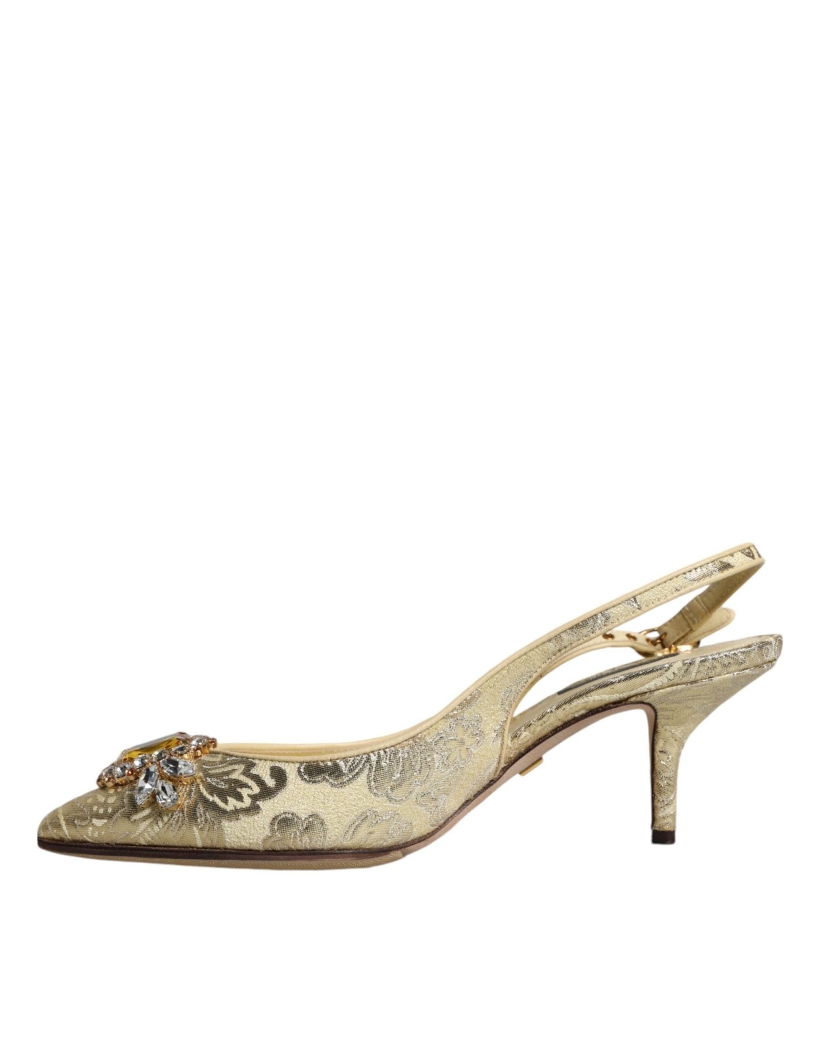 Dolce & Gabbana Gold Crystal Pumps Heels Slingbacks Shoes - SMARTMARTNZ
