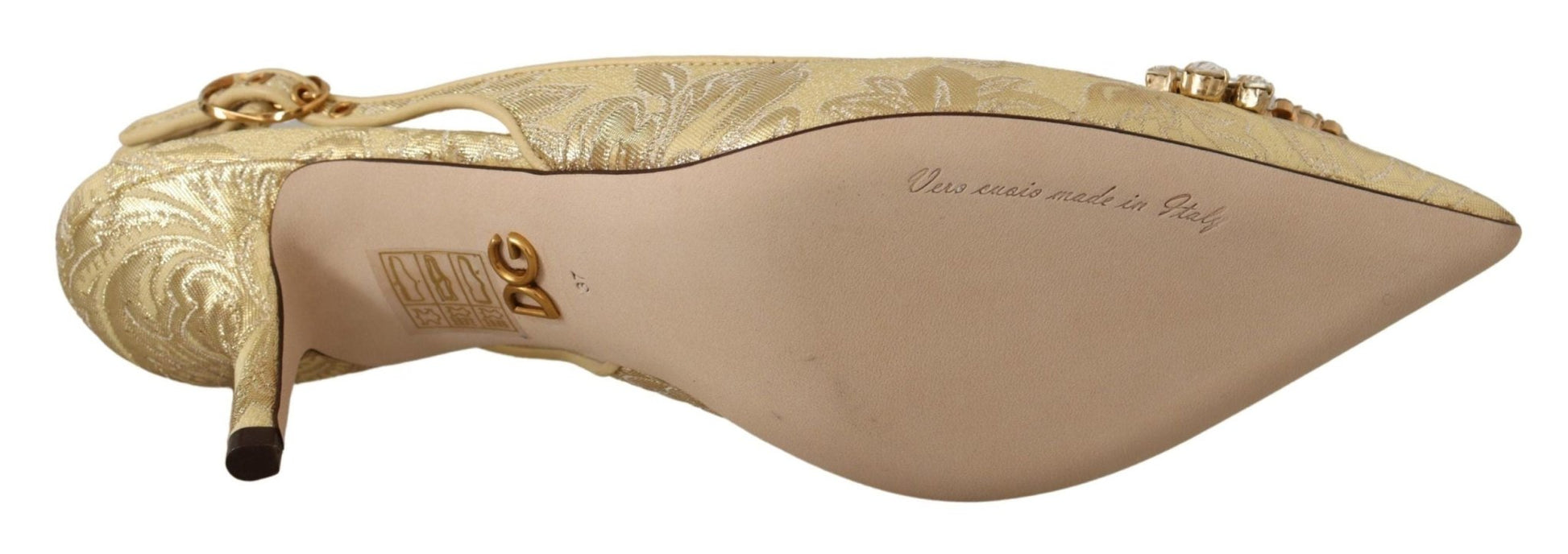 Dolce & Gabbana Gold Crystal Slingbacks Pumps Heels Shoes - SMARTMARTNZ
